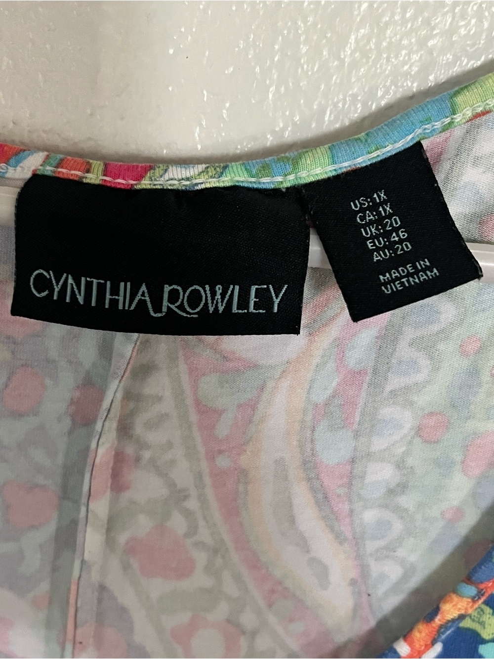 Cynthia Rowley Pastel Paisley Maxi Dress - Teal, Pink & Coral Accents size 1X - Picture 3 of 8